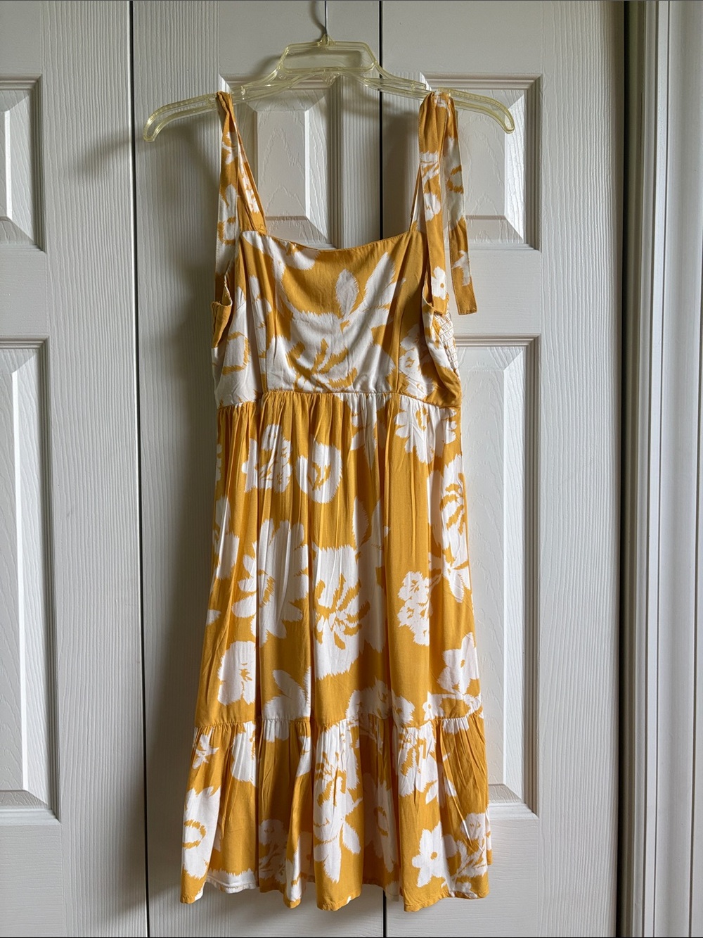 Japna Yellow and White Floral Tie-Shoulder Midi Dress